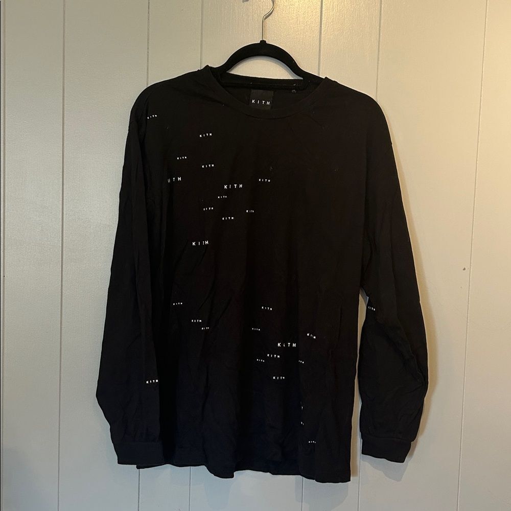 Kith Logo Longsleeve Black Tee Size Small